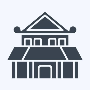 Icon Ninja Evi. Ninja sembolüyle ilgili. Kabartma tarzı. Basit dizayn edilebilir. Basit resimleme