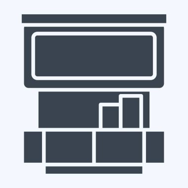 Icon Mutfak Rafları. Vintage Dekorasyon sembolüyle ilgili. Kabartma tarzı. Basit dizayn edilebilir. Basit resimleme