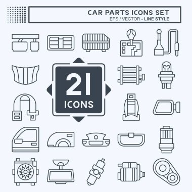 Simge Yerleştirilmiş Araba Parçaları. Otomotiv sembolüyle ilgili. Sıra tarzı. Basit dizayn edilebilir. Basit resimleme