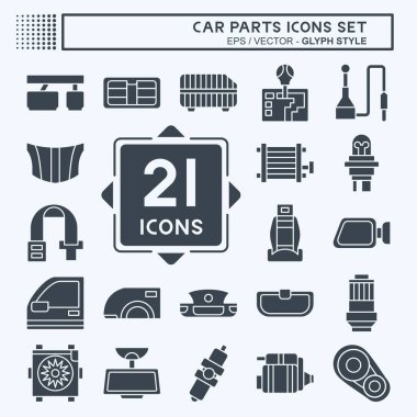 Simge Yerleştirilmiş Araba Parçaları. Otomotiv sembolüyle ilgili. Kabartma tarzı. Basit dizayn edilebilir. Basit resimleme