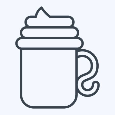 Icon Viyana kahvesi. Kahve sembolüyle ilgili. Sıra tarzı. Basit dizayn edilebilir. Basit resimleme