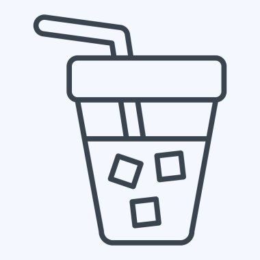 Buzlu kahve. Kahve sembolüyle ilgili. Sıra tarzı. Basit dizayn edilebilir. Basit resimleme