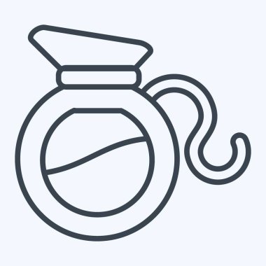 İkon Kahve Tenceresi. Kahve sembolüyle ilgili. Sıra tarzı. Basit dizayn edilebilir. Basit resimleme