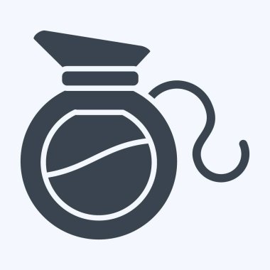 İkon Kahve Tenceresi. Kahve sembolüyle ilgili. Kabartma tarzı. Basit dizayn edilebilir. Basit resimleme