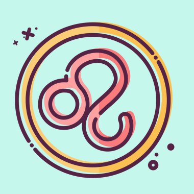 Simge Aslan İşareti. Burç sembolüyle ilgili. MBE tarzı. Basit dizayn edilebilir. Basit resimleme