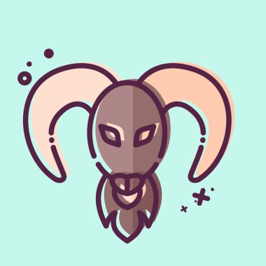 Koç burcu. Burç sembolüyle ilgili. MBE tarzı. Basit dizayn edilebilir. Basit resimleme