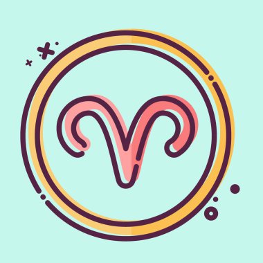 Icon Koç burcu. Burç sembolüyle ilgili. MBE tarzı. Basit dizayn edilebilir. Basit resimleme