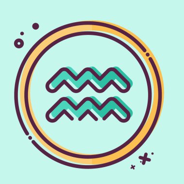 Icon Kova. Burç sembolüyle ilgili. MBE tarzı. Basit dizayn edilebilir. Basit resimleme