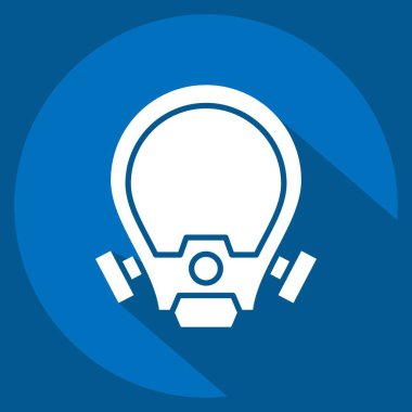 Simge Oksijen Maskesi. İtfaiyeci sembolüyle ilgili. Uzun gölge tarzı. Basit dizayn edilebilir. Basit resimleme