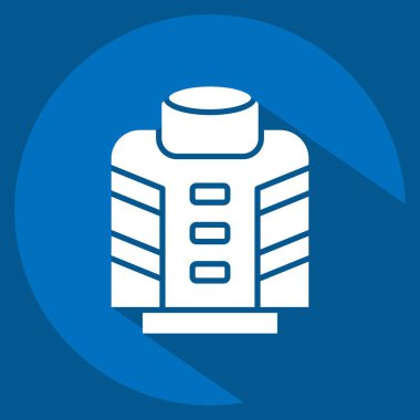 Icon İtfaiyecisi. İtfaiyeci sembolüyle ilgili. Uzun gölge tarzı. Basit dizayn edilebilir. Basit resimleme