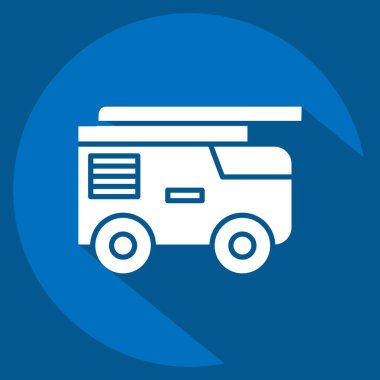 Icon İtfaiyecisi. İtfaiyeci sembolüyle ilgili. Uzun gölge tarzı. Basit dizayn edilebilir. Basit resimleme