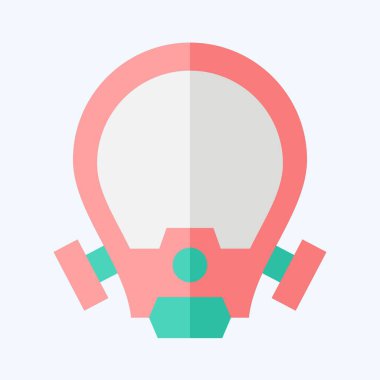 Simge Oksijen Maskesi. İtfaiyeci sembolüyle ilgili. Düz stil. Basit dizayn edilebilir. Basit resimleme