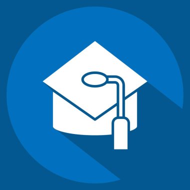 Icon Havan Kurulu. Şapka sembolüyle ilgili. Uzun gölge tarzı. Basit dizayn edilebilir. Basit resimleme