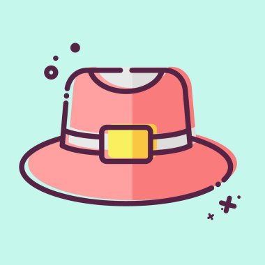 İkon Trilby. Şapka sembolüyle ilgili. MBE tarzı. Basit dizayn edilebilir. Basit resimleme