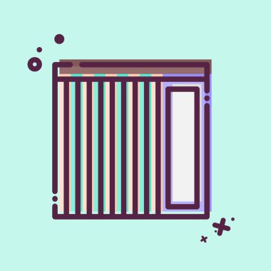 Simge Dikey Perdeler. Perde sembolüyle ilgili. MBE tarzı. Basit dizayn edilebilir. Basit resimleme