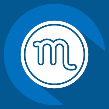 Simge Akrep İşareti. Burç sembolüyle ilgili. Uzun gölge tarzı. Basit dizayn edilebilir. Basit resimleme