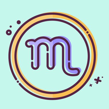 Simge Akrep İşareti. Burç sembolüyle ilgili. MBE tarzı. Basit dizayn edilebilir. Basit resimleme