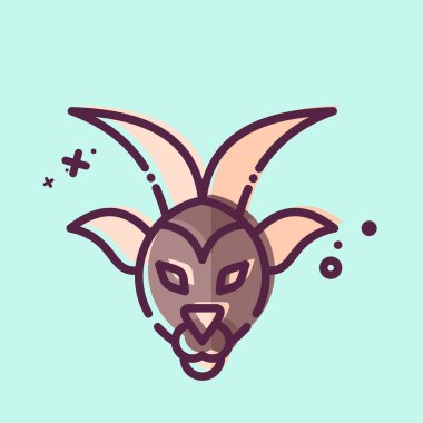 İkon Oğlak. Burç sembolüyle ilgili. MBE tarzı. Basit dizayn edilebilir. Basit resimleme