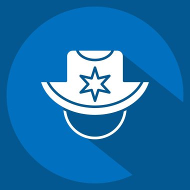 Simge güneş şapkası. Şapka sembolüyle ilgili. Uzun gölge tarzı. Basit dizayn edilebilir. Basit resimleme