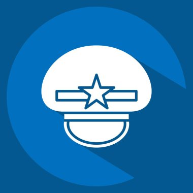 İkon Askeri Başkomiser. Şapka sembolüyle ilgili. Uzun gölge tarzı. Basit dizayn edilebilir. Basit resimleme