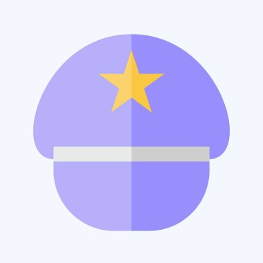 Simge Pilot Şapkası. Şapka sembolüyle ilgili. Düz stil. Basit dizayn edilebilir. Basit resimleme