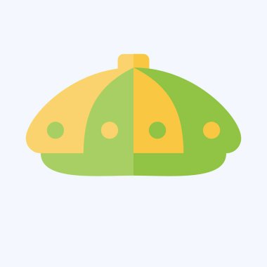 Simge bezi kapağı. Şapka sembolüyle ilgili. Düz stil. Basit dizayn edilebilir. Basit resimleme