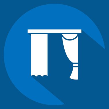 Simge Drapery. Perde sembolüyle ilgili. Uzun gölge tarzı. Basit dizayn edilebilir. Basit resimleme