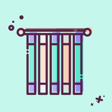 Simge Japonca. Perde sembolüyle ilgili. MBE tarzı. Basit dizayn edilebilir. Basit resimleme