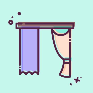 Simge Drapery. Perde sembolüyle ilgili. MBE tarzı. Basit dizayn edilebilir. Basit resimleme