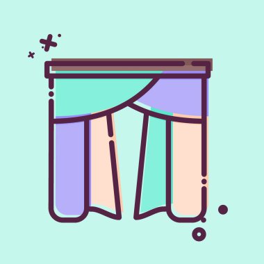 Perde sembolüyle ilişkili Simge 4. MBE tarzı. Basit dizayn edilebilir. Basit resimleme