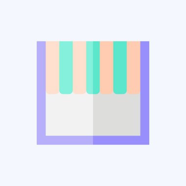 Simge Kafe Tarzı. Perde sembolüyle ilgili. Düz stil. Basit dizayn edilebilir. Basit resimleme