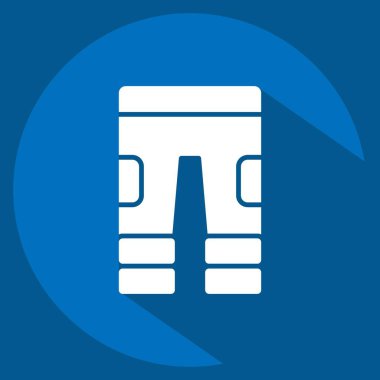 İkon Yürüyüş Pantolonu. Sırt çantası sembolüyle ilgili. Uzun gölge tarzı. Basit dizayn edilebilir. Basit resimleme