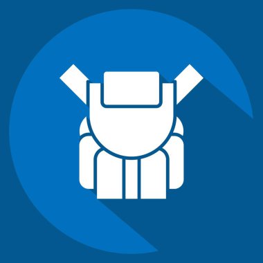 Simge Sırt Çantası. Sırt çantası sembolüyle ilgili. Uzun gölge tarzı. Basit dizayn edilebilir. Basit resimleme