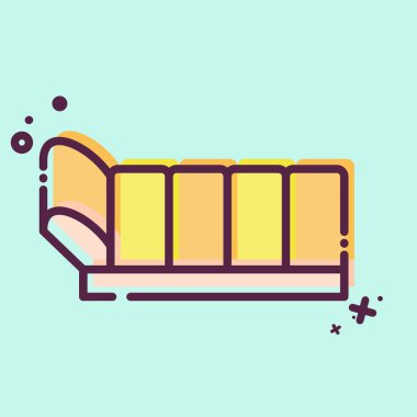 İkon Uyku Yatağı. Sırt çantası sembolüyle ilgili. MBE tarzı. Basit dizayn edilebilir. Basit resimleme