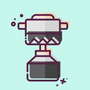 Icon Sırt Çantası Fırını. Sırt çantası sembolüyle ilgili. MBE tarzı. Basit dizayn edilebilir. Basit resimleme