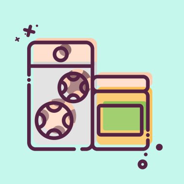 İkon Sırt Çantası Yemekleri. Sırt çantası sembolüyle ilgili. MBE tarzı. Basit dizayn edilebilir. Basit resimleme