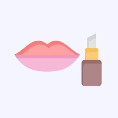 Dudak kremi. Sırt çantası sembolüyle ilgili. Düz stil. Basit dizayn edilebilir. Basit resimleme