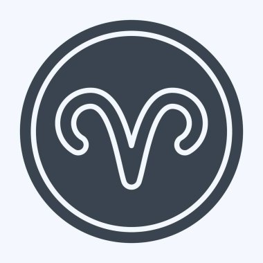 Icon Koç burcu. Burç sembolüyle ilgili. Kabartma tarzı. Basit dizayn edilebilir. Basit resimleme