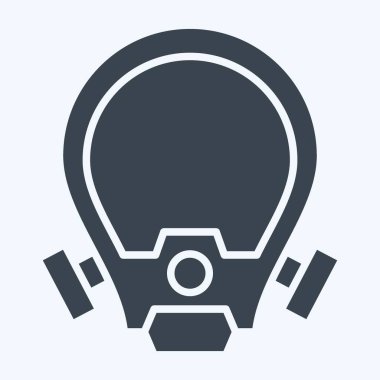 Simge Oksijen Maskesi. İtfaiyeci sembolüyle ilgili. Kabartma tarzı. Basit dizayn edilebilir. Basit resimleme