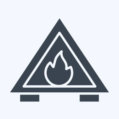 İkon yangını tehlikesi. İtfaiyeci sembolüyle ilgili. Kabartma tarzı. Basit dizayn edilebilir. Basit resimleme