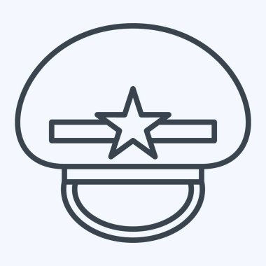 İkon Askeri Başkomiser. Şapka sembolüyle ilgili. Sıra tarzı. Basit dizayn edilebilir. Basit resimleme