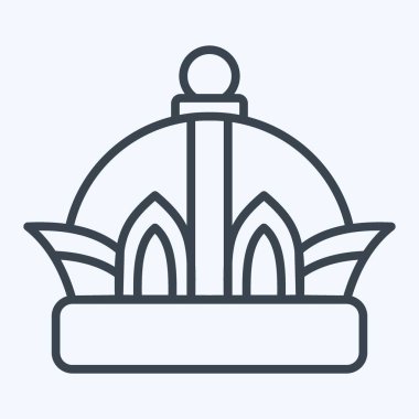 İkon Taç. Şapka sembolüyle ilgili. Sıra tarzı. Basit dizayn edilebilir. Basit resimleme