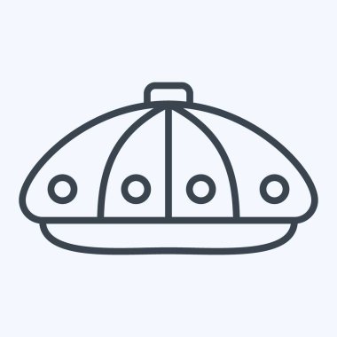 Simge bezi kapağı. Şapka sembolüyle ilgili. Sıra tarzı. Basit dizayn edilebilir. Basit resimleme