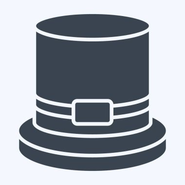 Simge Silindir Şapka. Şapka sembolüyle ilgili. Kabartma tarzı. Basit dizayn edilebilir. Basit resimleme