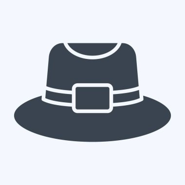 İkon Trilby. Şapka sembolüyle ilgili. Kabartma tarzı. Basit dizayn edilebilir. Basit resimleme