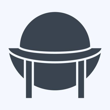 İkon Souwester. Şapka sembolüyle ilgili. Kabartma tarzı. Basit dizayn edilebilir. Basit resimleme