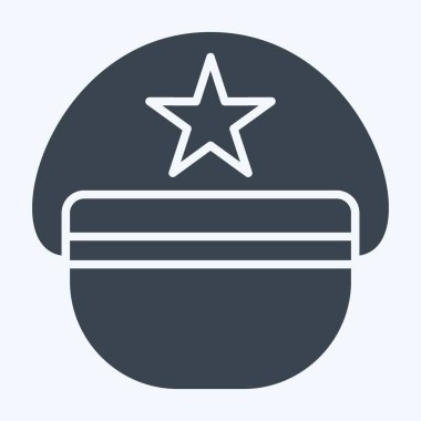 Simge Pilot Şapkası. Şapka sembolüyle ilgili. Kabartma tarzı. Basit dizayn edilebilir. Basit resimleme