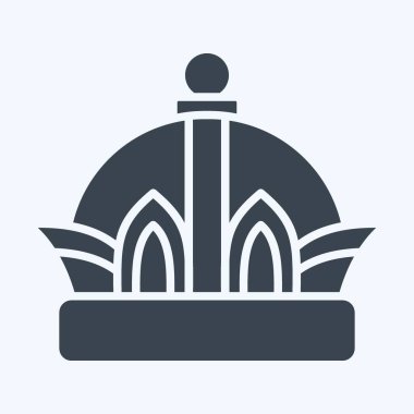 İkon Taç. Şapka sembolüyle ilgili. Kabartma tarzı. Basit dizayn edilebilir. Basit resimleme