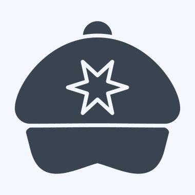 Simge kaptanı. Şapka sembolüyle ilgili. Kabartma tarzı. Basit dizayn edilebilir. Basit resimleme