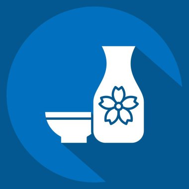 Simge Sake. Sakura Festivali sembolüyle ilgili. Uzun gölge tarzı. Basit dizayn edilebilir. Basit resimleme